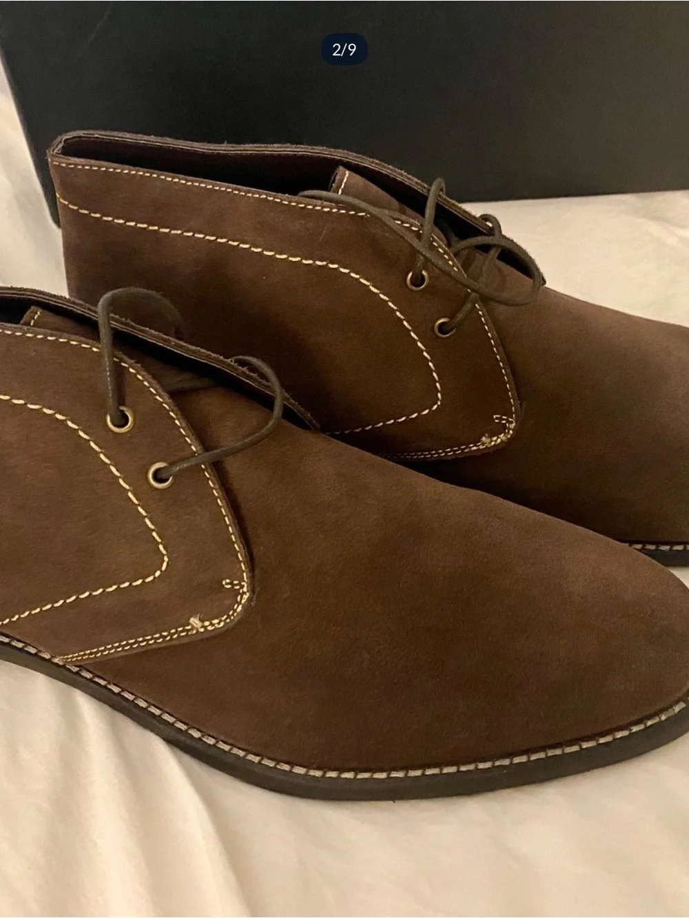 French Connection Brown Suede Chukka Boots with Contrast Stitching